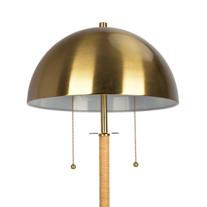 Allure 2-Light Floor Lamp, Gold Brass, Natural Rattan Tube , Double On/Off Pull Chain - West Lamp