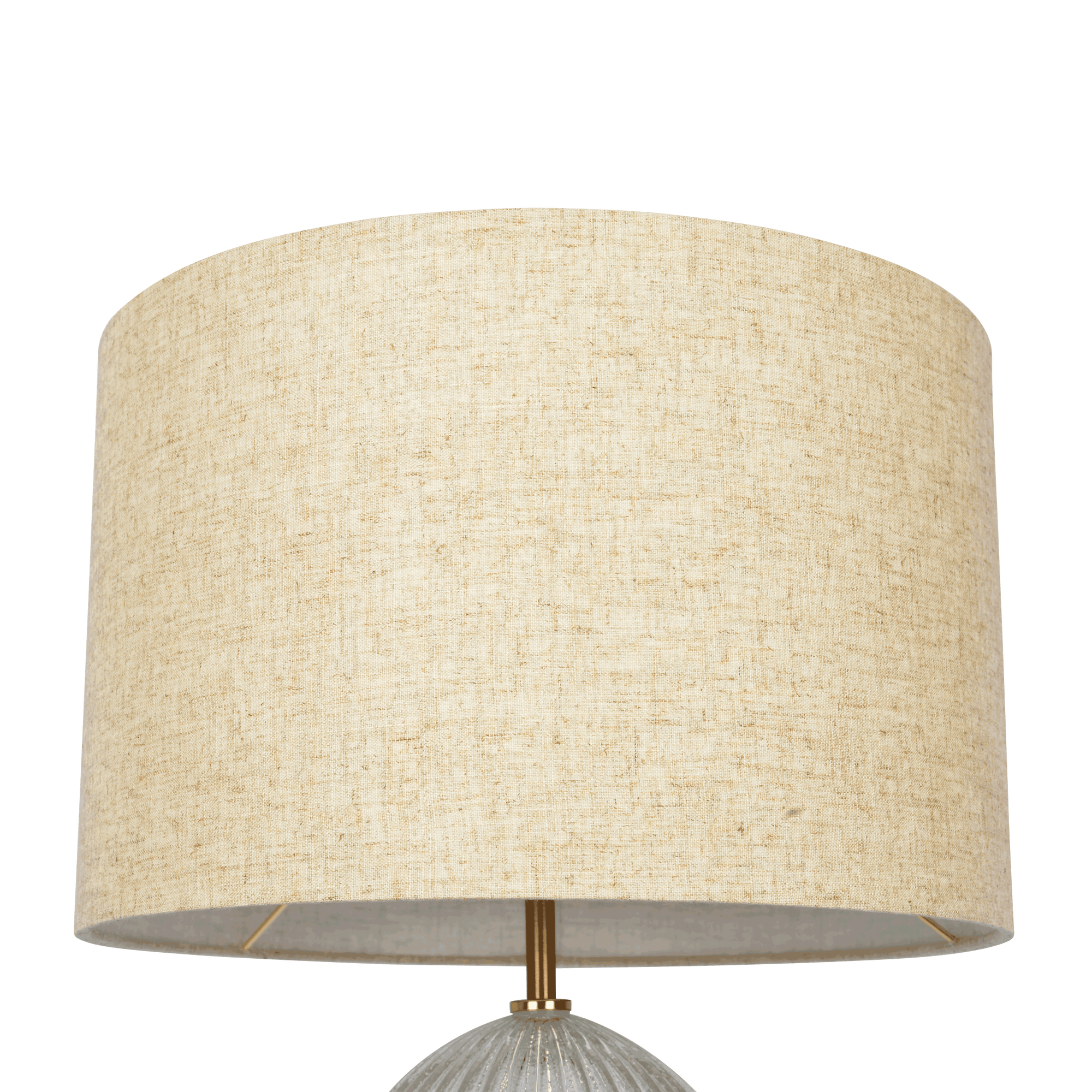 Aurora Ribbed Glass Lamp Base Clear Table Lamp Large Linen Shade - West Lamp