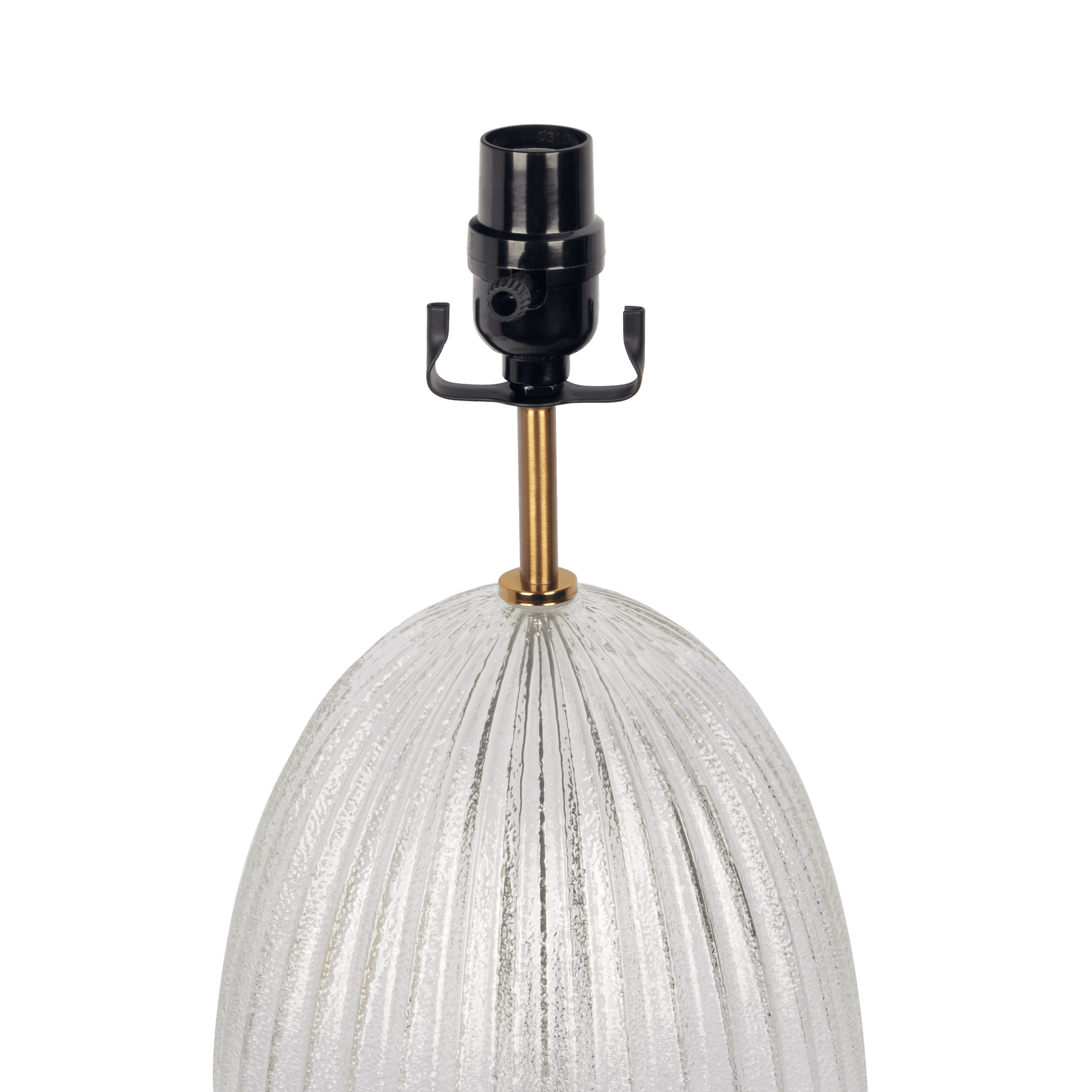 Aurora Ribbed Glass Lamp Base Clear Table Lamp Large Linen Shade - West Lamp