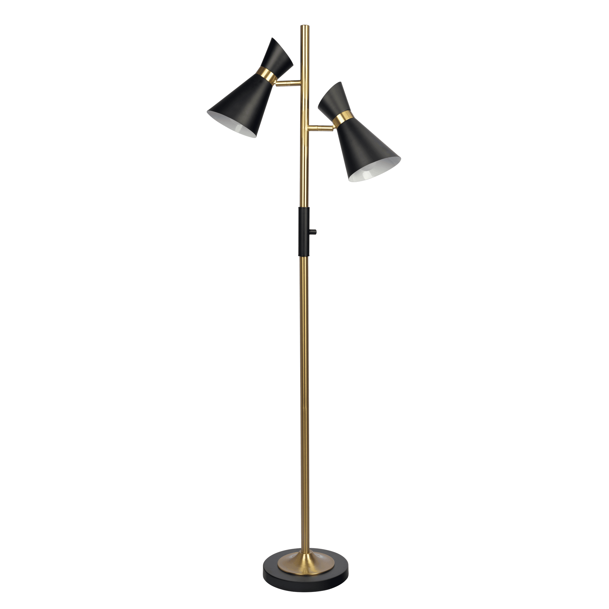 Axis Brassed Gold Floor Lamp with 4-Way Switch Double Spots with Metal Base - West Lamp