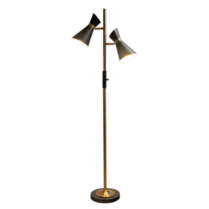 Axis Brassed Gold Floor Lamp with 4-Way Switch Double Spots with Metal Base - West Lamp