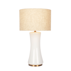 Cascade Glass Lamp Golden Base Off White Glass Table Lamp - West Lamp