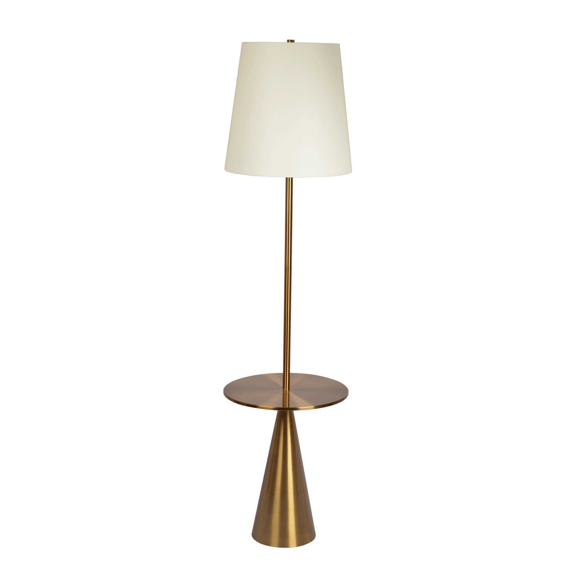 Celestial Modern Floor Lamp with Brass Accent Table with Large White Shade - West Lamp