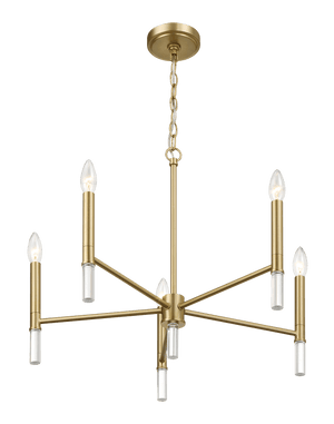 Courtyard Five Light Golden Brass Candle Light Chandelier 24"W × 17.75"H - West Lamp