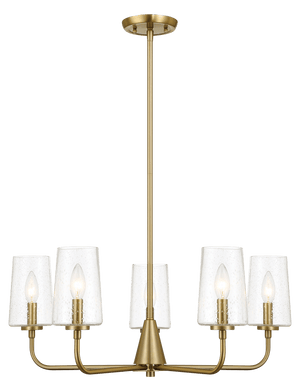 Dazzle Five Lights Chandelier With Clear Seeded Glass -Satin Brass - West Lamp