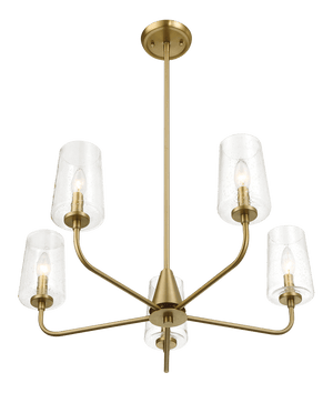 Dazzle Five Lights Chandelier With Clear Seeded Glass -Satin Brass - West Lamp