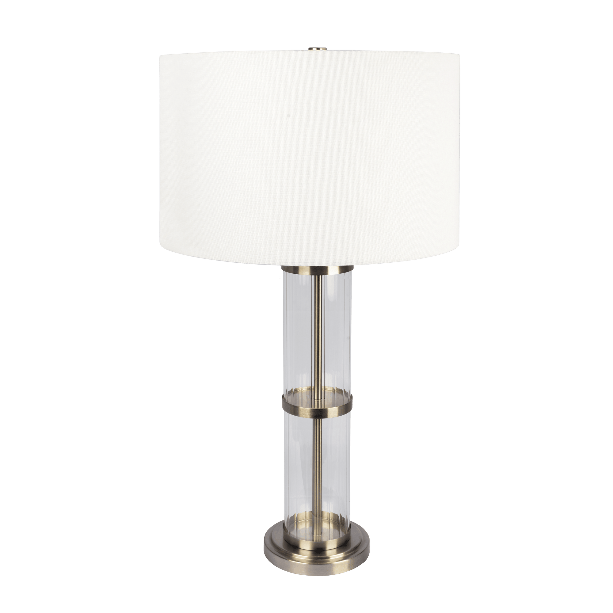 Echo Brushed Nickel Table Lamp with On/Off Switch Clear Glass Body Metal Base - West Lamp