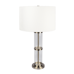 Echo Brushed Nickel Table Lamp with On/Off Switch Clear Glass Body Metal Base - West Lamp