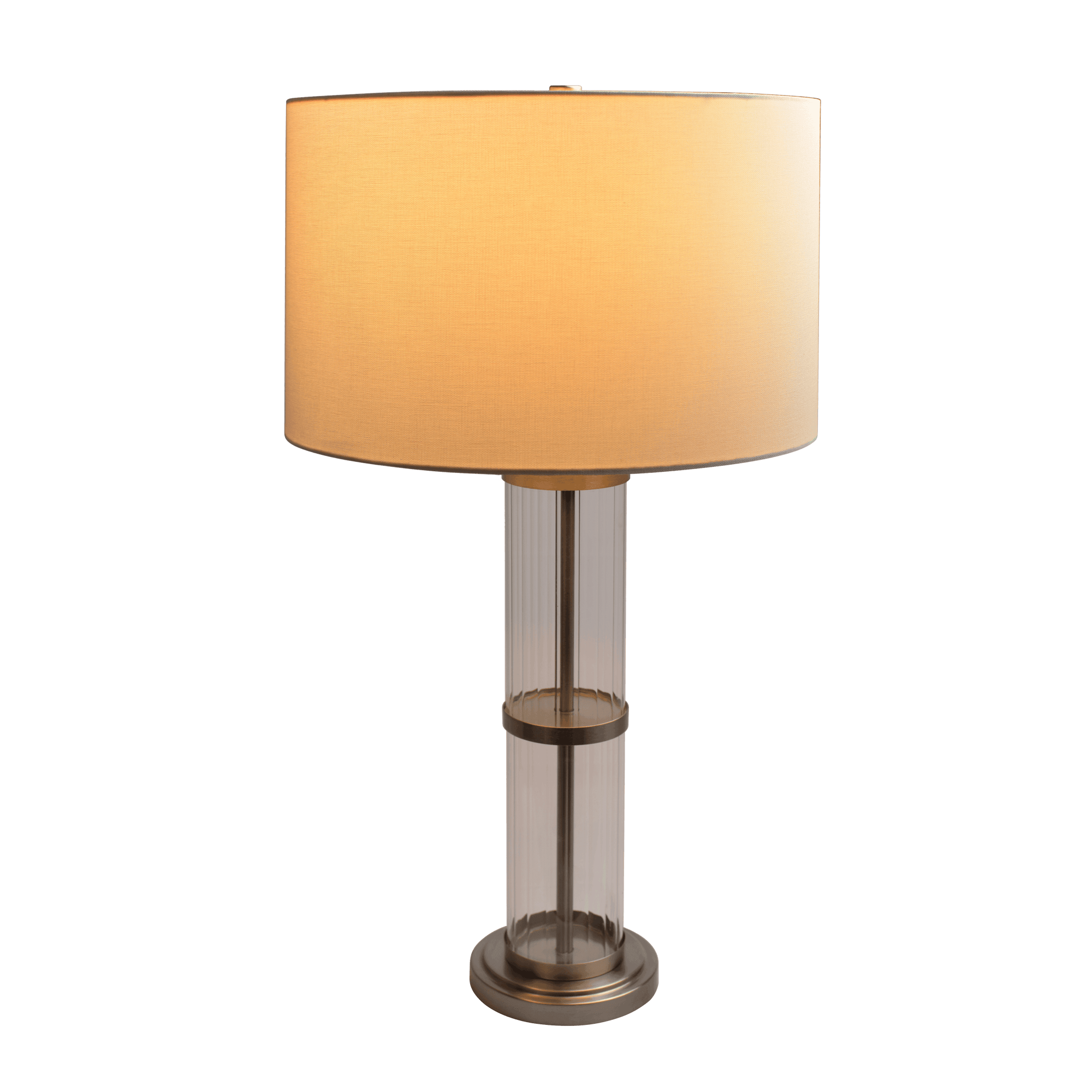 Echo Brushed Nickel Table Lamp with On/Off Switch Clear Glass Body Metal Base - West Lamp