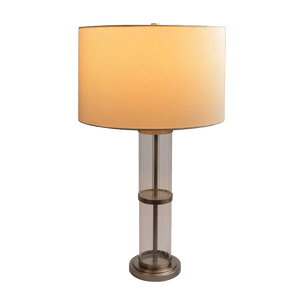 Echo Brushed Nickel Table Lamp with On/Off Switch Clear Glass Body Metal Base - West Lamp