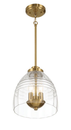 Ember Three Candle Lights Chain Pendant With Clear Glass - Satin Brass - West Lamp