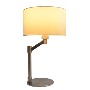 Horizon Brushed Nickel Table Lamp with On/Off Switch Curved Metal Base Linen Shade - West Lamp