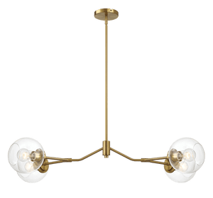 Jewel Four Lights Modern Farmhouse Chandelier Ceiling Hanging Light Fixture For Kitchen Island Dining Room 36"L × 20"W × 7.25"H with Clear Glass - West Lamp