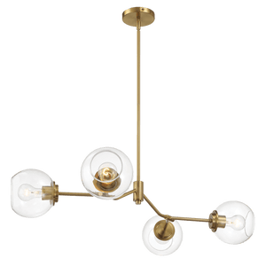 Jewel Four Lights Modern Farmhouse Chandelier Ceiling Hanging Light Fixture For Kitchen Island Dining Room 36"L × 20"W × 7.25"H with Clear Glass - West Lamp