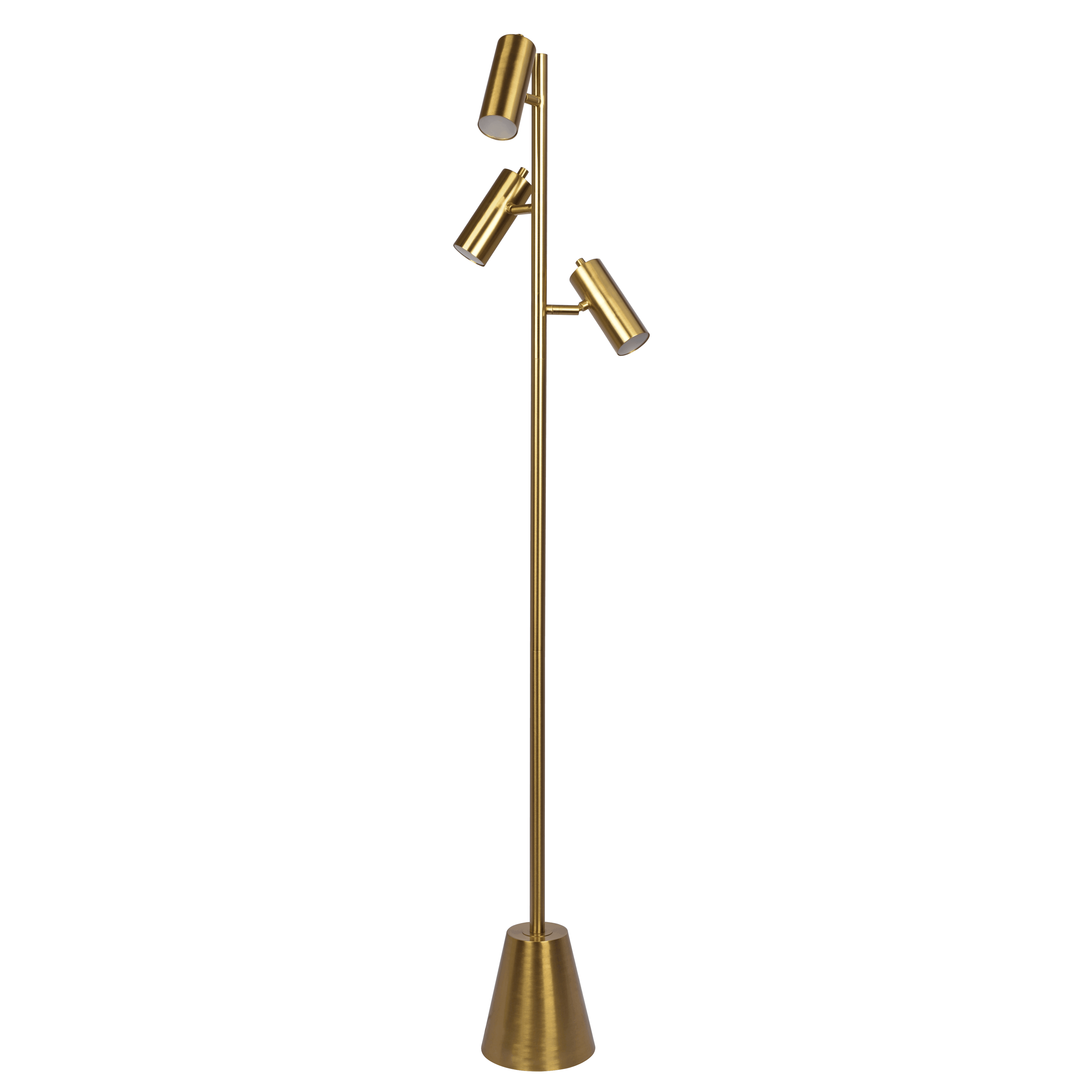 Lumina Brassed Gold Floor Lamp with Rotary Switch Triple