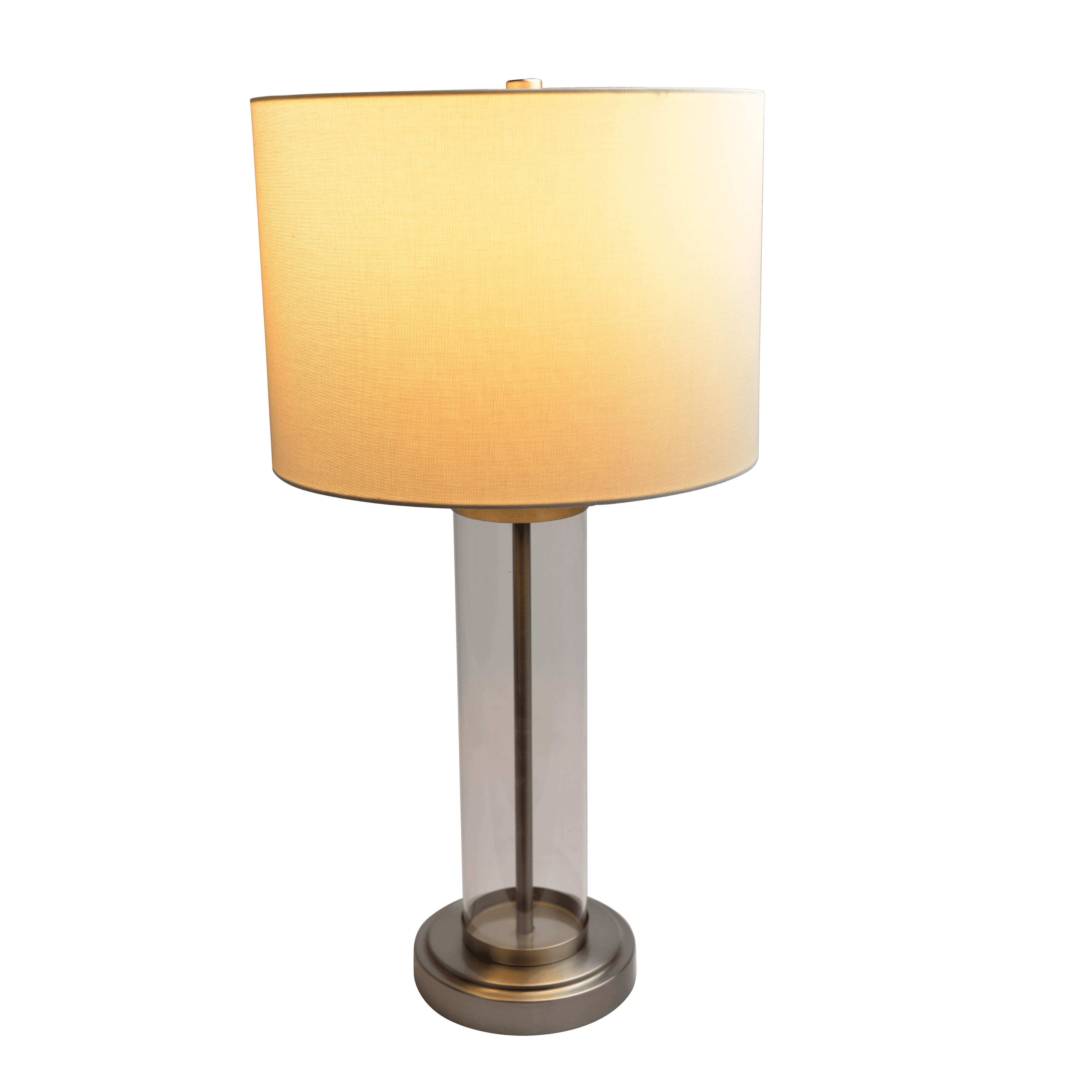 Luna Brushed Nickel Table Lamp with On/Off Switch Clear