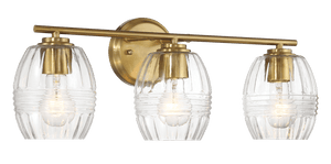 Luster Three Lights Vanity With Clear Glass for Bathrooms above Mirror Wall Lamp - Satin Brass - West Lamp