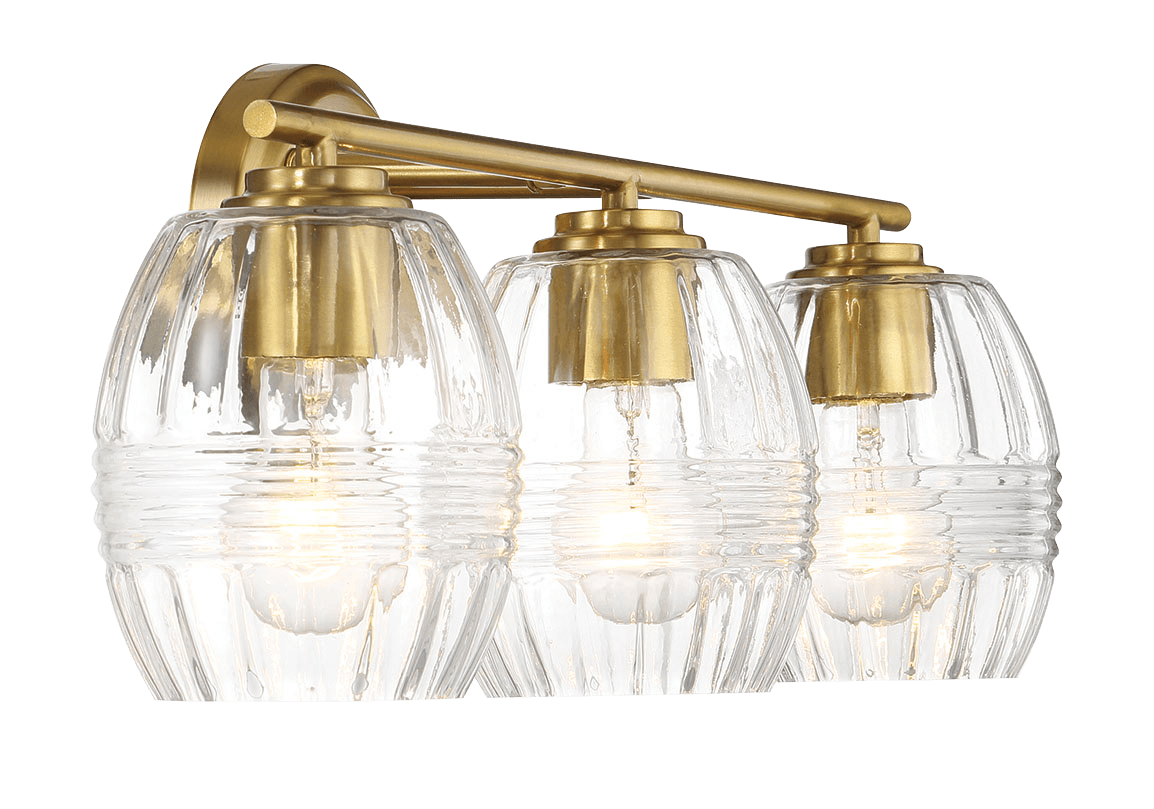 Luster Three Lights Vanity With Clear Glass for Bathrooms above Mirror Wall Lamp - Satin Brass - West Lamp