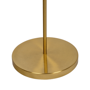 Majestic Brass Ring Base Curved Floor Lamp with Triangle White Drum Shade - West Lamp