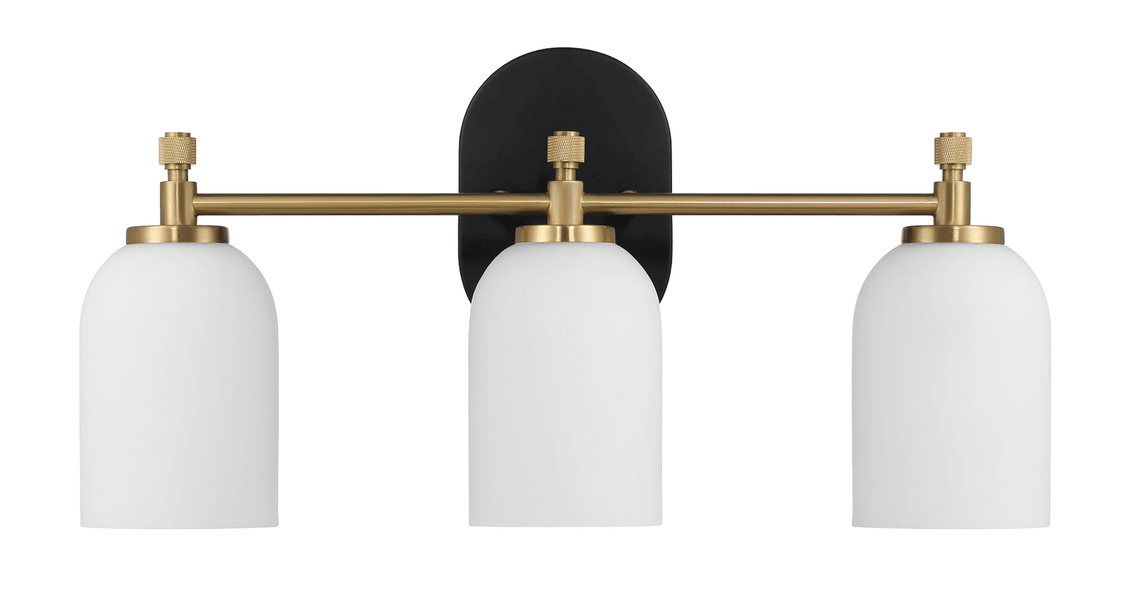 Meadows Three Lights Vanity Brushed Gold Bathroom Wall Light for Bathroom Over Mirror 20.5"W × 10.125"H × 5.5"E with White Frosted Glass - West Lamp