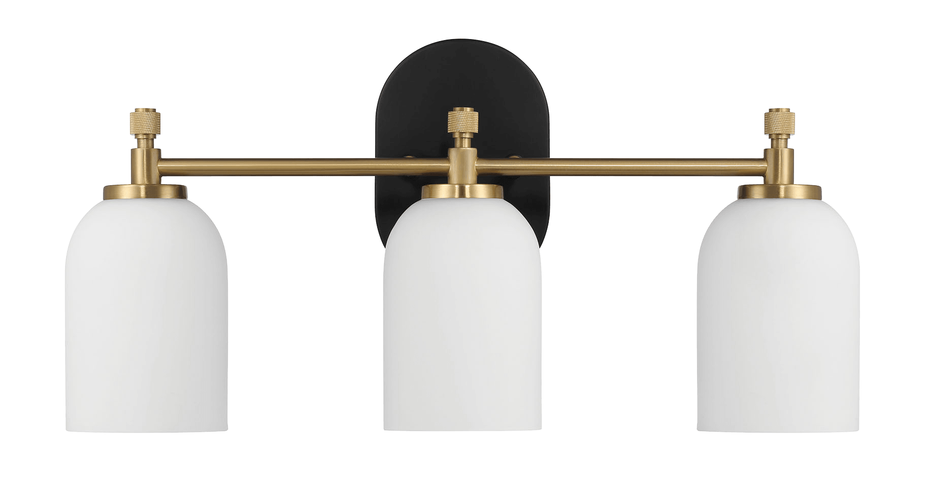 Meadows Three Lights Vanity Brushed Gold Bathroom Wall Light for Bathroom Over Mirror 20.5"W × 10.125"H × 5.5"E with White Frosted Glass - West Lamp