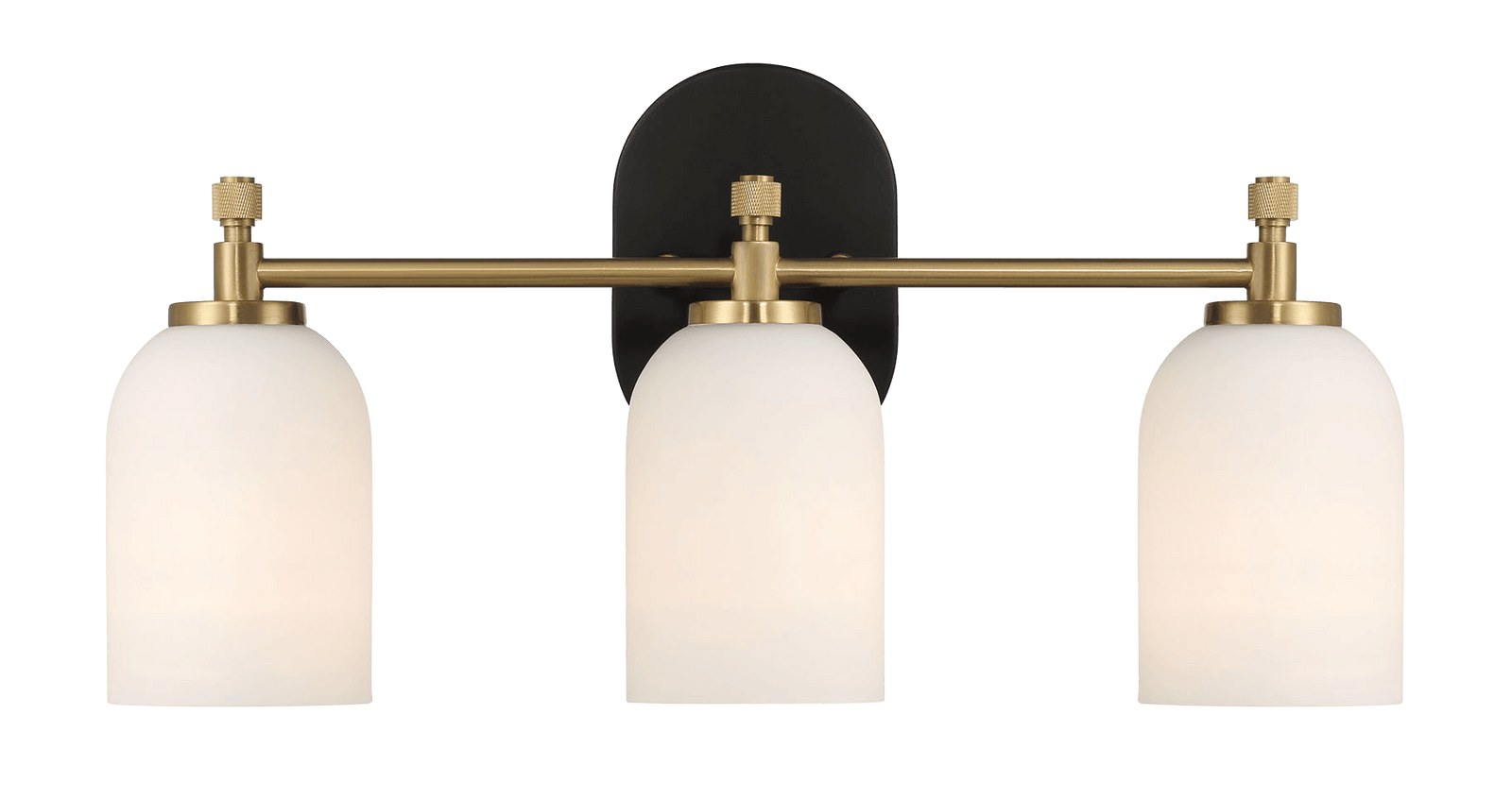 Meadows Three Lights Vanity Brushed Gold Bathroom Wall Light for Bathroom Over Mirror 20.5"W × 10.125"H × 5.5"E with White Frosted Glass - West Lamp