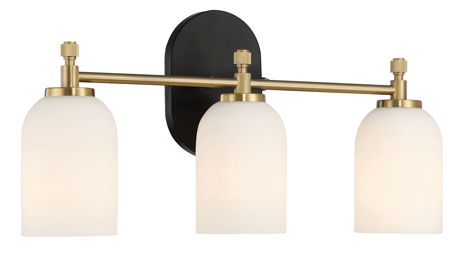 Meadows Three Lights Vanity Brushed Gold Bathroom Wall Light for Bathroom Over Mirror 20.5"W × 10.125"H × 5.5"E with White Frosted Glass - West Lamp