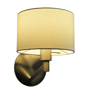 Nebula Brushed Nickel Base Wall Lamp with Rotary Switch White Fabric Shade - West Lamp