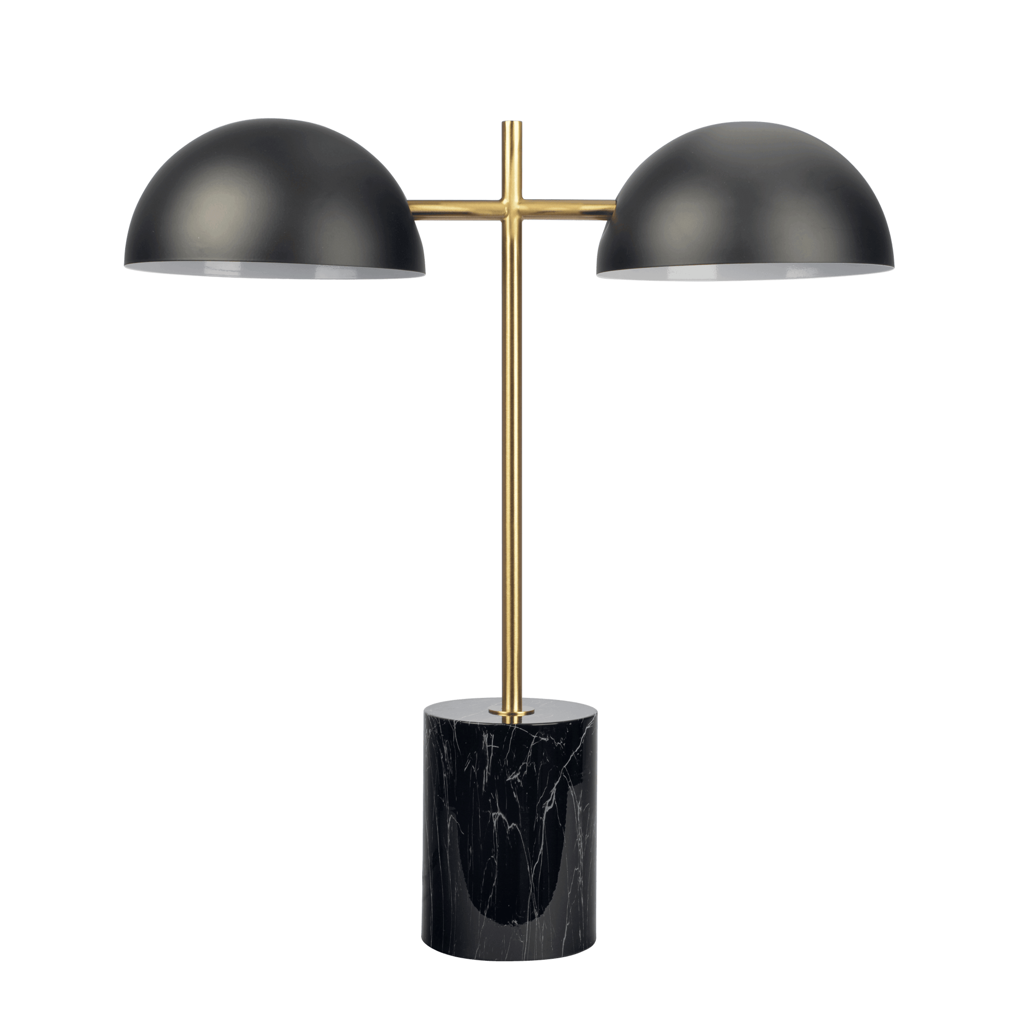 Nova Hydro Black Table Lamp with On/Off Switch Double Lamp with Faux Marble Base - West Lamp