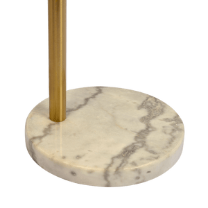 Oasis Long Arm Gold Brass Adjustable Floor Lamp with Round White Marble Base - West Lamp