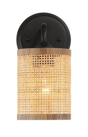 Reef Single Lights Wall Sconce With Natural Rattan Shade Rustic Wicker Wall Light - West Lamp