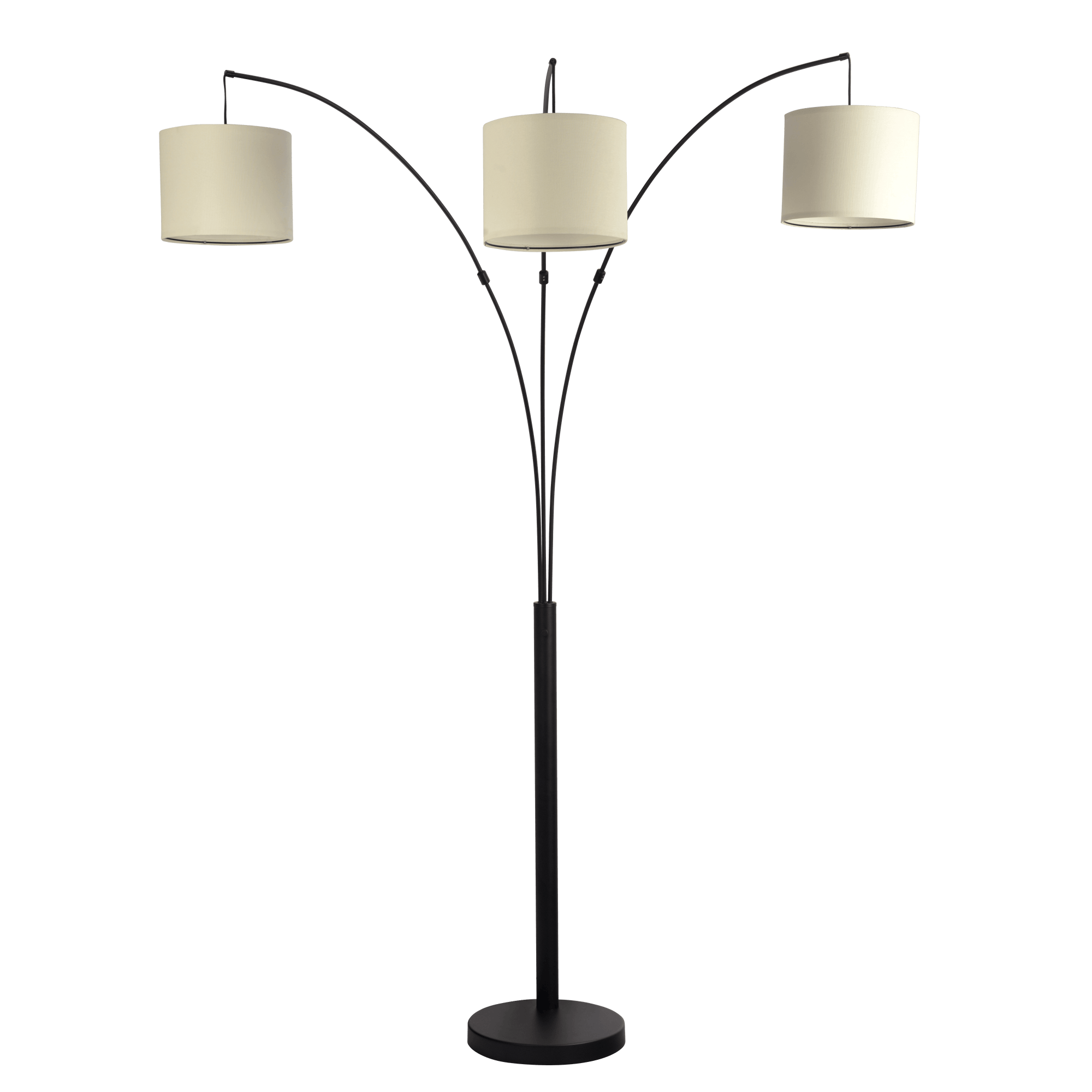 Royal 3-Arm Metal Arc Floor Lamp, Oil Rubbed Bonze with Linen Shade, 4 way Rotary Switch - West Lamp