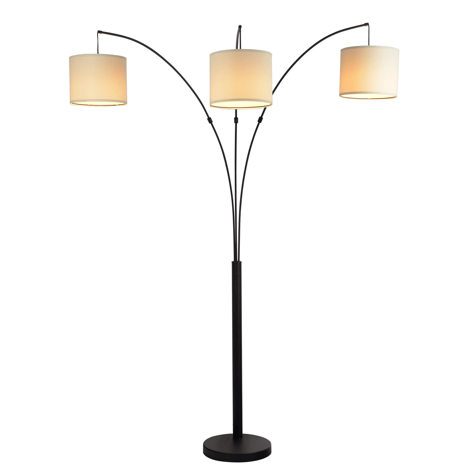 Royal 3-Arm Metal Arc Floor Lamp, Oil Rubbed Bonze with Linen Shade, 4 way Rotary Switch - West Lamp