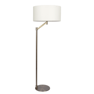 Serene Brushed Nickel Floor Lamp with Rotary Switch Metal Base White Linen Shade - West Lamp