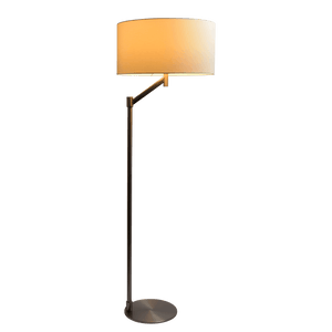 Serene Brushed Nickel Floor Lamp with Rotary Switch Metal Base White Linen Shade - West Lamp