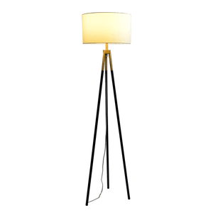 Sway Brassed Gold Floor Lamp with On/Off Switch Triple Legs White Fabric Shade - West Lamp