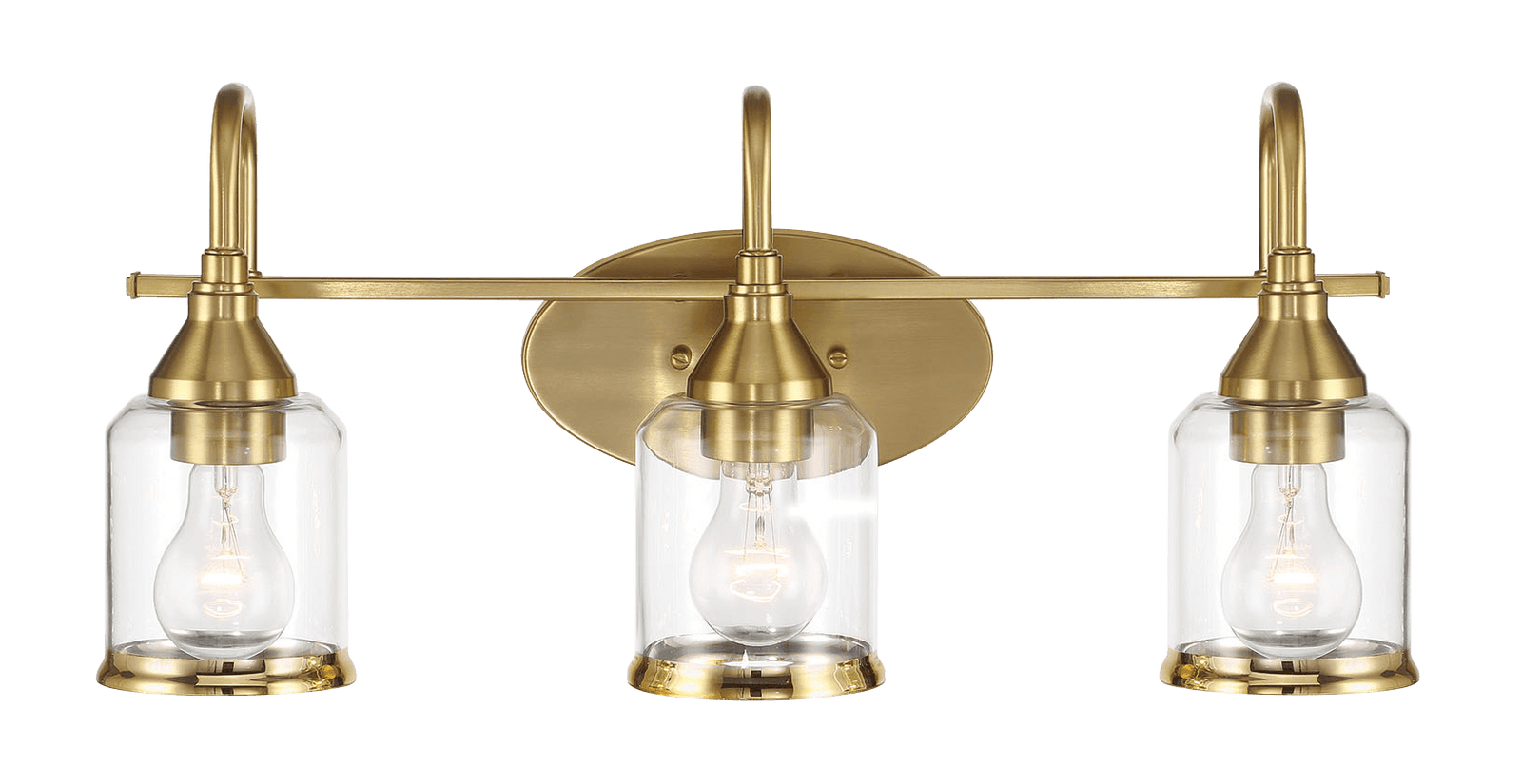 Twilight Three Lights Brushed Gold Contemporary Vanity Light 22"W × 10"H × 7.48"E with Clear Glass - West Lamp