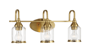 Twilight Three Lights Brushed Gold Contemporary Vanity Light 22"W × 10"H × 7.48"E with Clear Glass - West Lamp