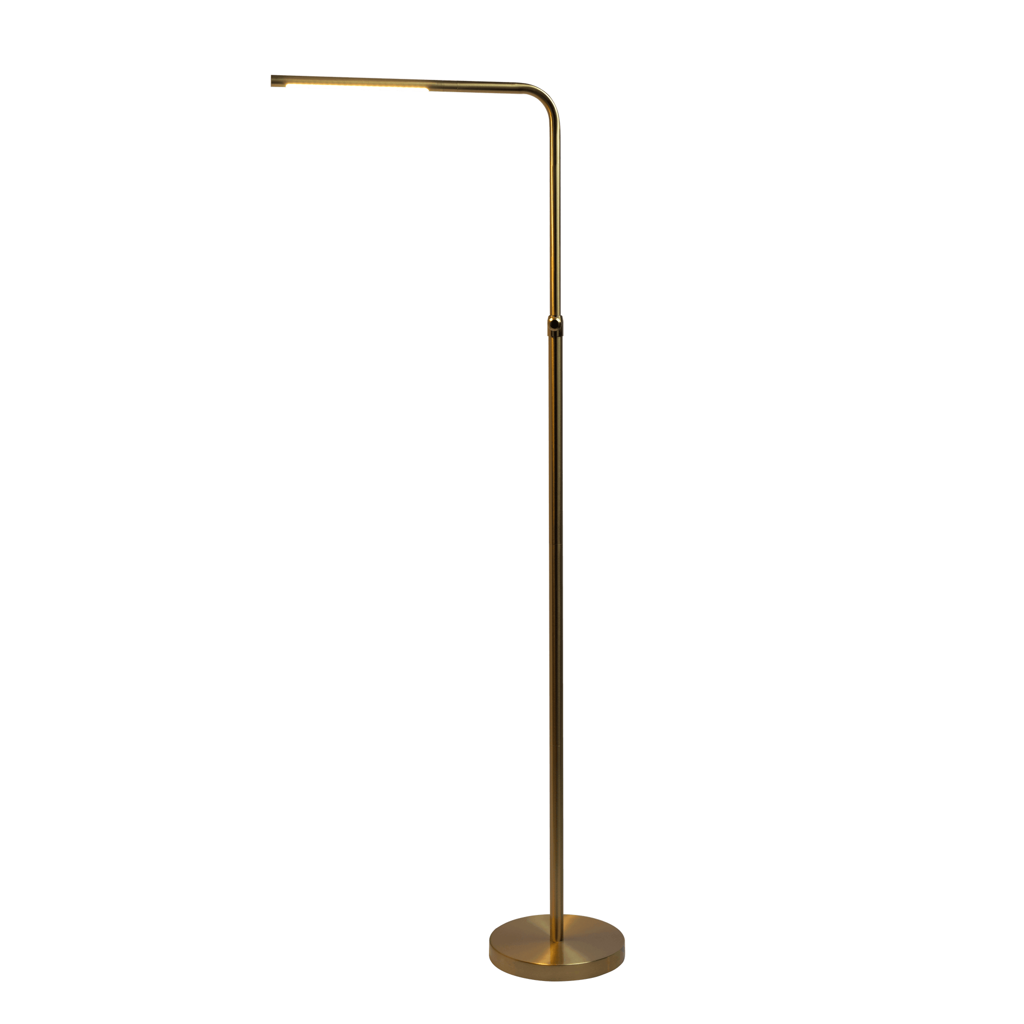 Verve Brassed Gold Floor Lamp with On/Off Switch Adjustable Led Round Base - West Lamp