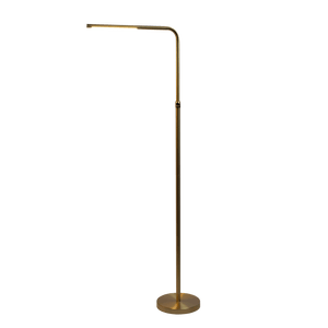 Verve Brassed Gold Floor Lamp with On/Off Switch Adjustable Led Round Base - West Lamp