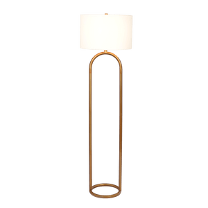 Vivid Brass Ring Base Floor Lamp with Large White Drum Shade - West Lamp