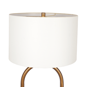 Vivid Brass Ring Base Floor Lamp with Large White Drum Shade - West Lamp