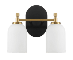 Vortex Two Lights Vanity in Traditional Style for Over Bathroom Mirror Wall Sconce 12.25"W × 10.125"H × 5.5"E With White Frosted Glass - West Lamp