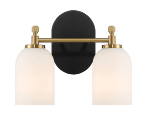 Vortex Two Lights Vanity in Traditional Style for Over Bathroom Mirror Wall Sconce 12.25"W × 10.125"H × 5.5"E With White Frosted Glass - West Lamp