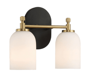 Vortex Two Lights Vanity in Traditional Style for Over Bathroom Mirror Wall Sconce 12.25"W × 10.125"H × 5.5"E With White Frosted Glass - West Lamp