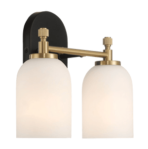 Vortex Two Lights Vanity in Traditional Style for Over Bathroom Mirror Wall Sconce 12.25"W × 10.125"H × 5.5"E With White Frosted Glass - West Lamp