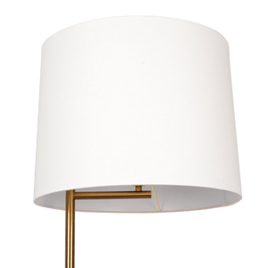 Zenith Offset Brass Base Floor Lamp with Drum-shaped Linen Shade - West Lamp