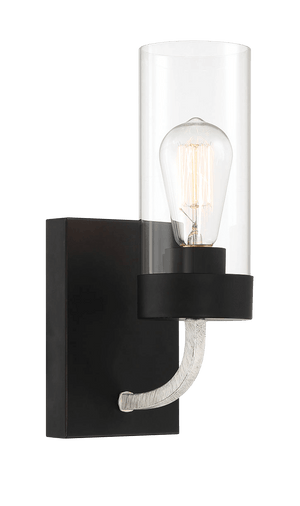 Zephyr Single Light Sconce With Clear Glass Metal Black Finish - West Lamp