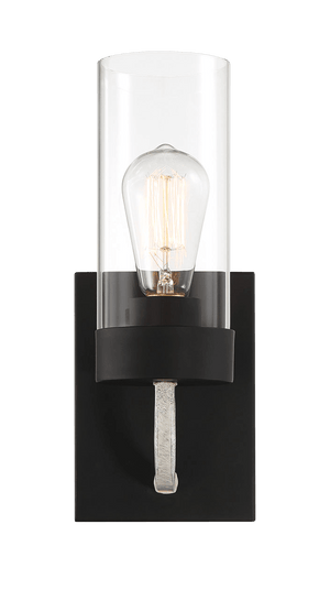 Zephyr Single Light Sconce With Clear Glass Metal Black Finish - West Lamp