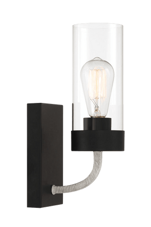 Zephyr Single Light Sconce With Clear Glass Metal Black Finish - West Lamp